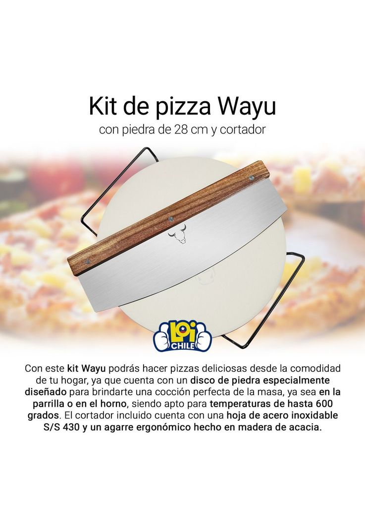 Set de Pizza Tabla de Piedra mas Cortador Wayu-1
