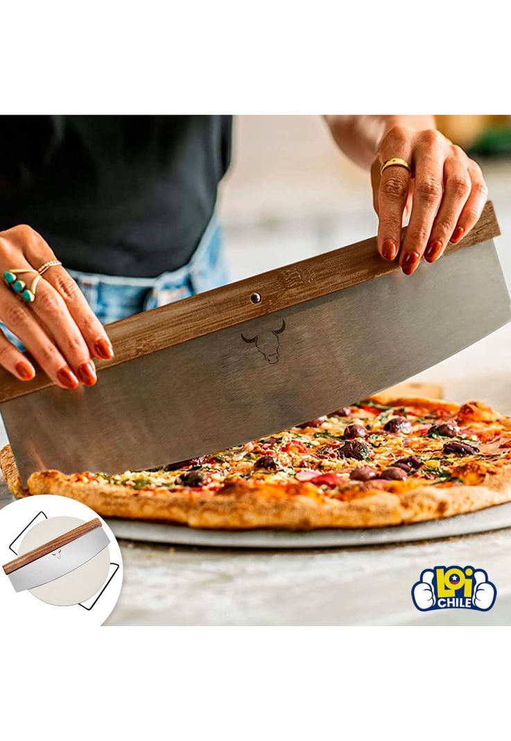 Set de Pizza Tabla de Piedra mas Cortador Wayu-5