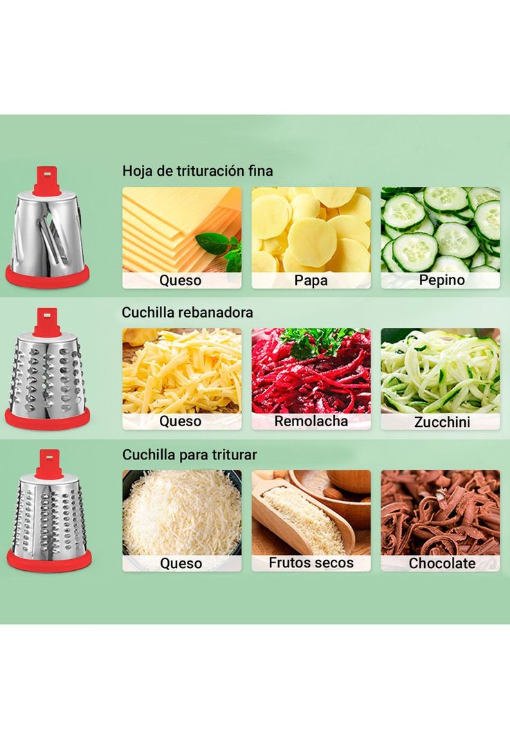 Rallador Multifunción 3 en 1 CROiX Cuchillas Intercambiables-2