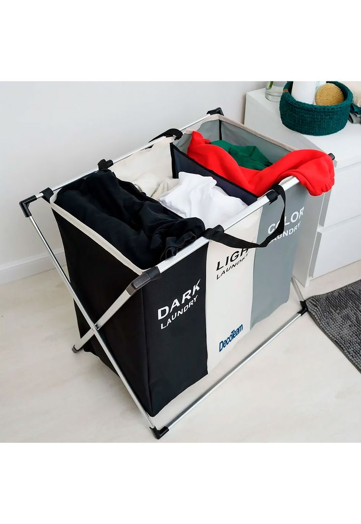 Cesto Triple Para Ropa DecoTeam Desmontable Tela Oxford 600D-2