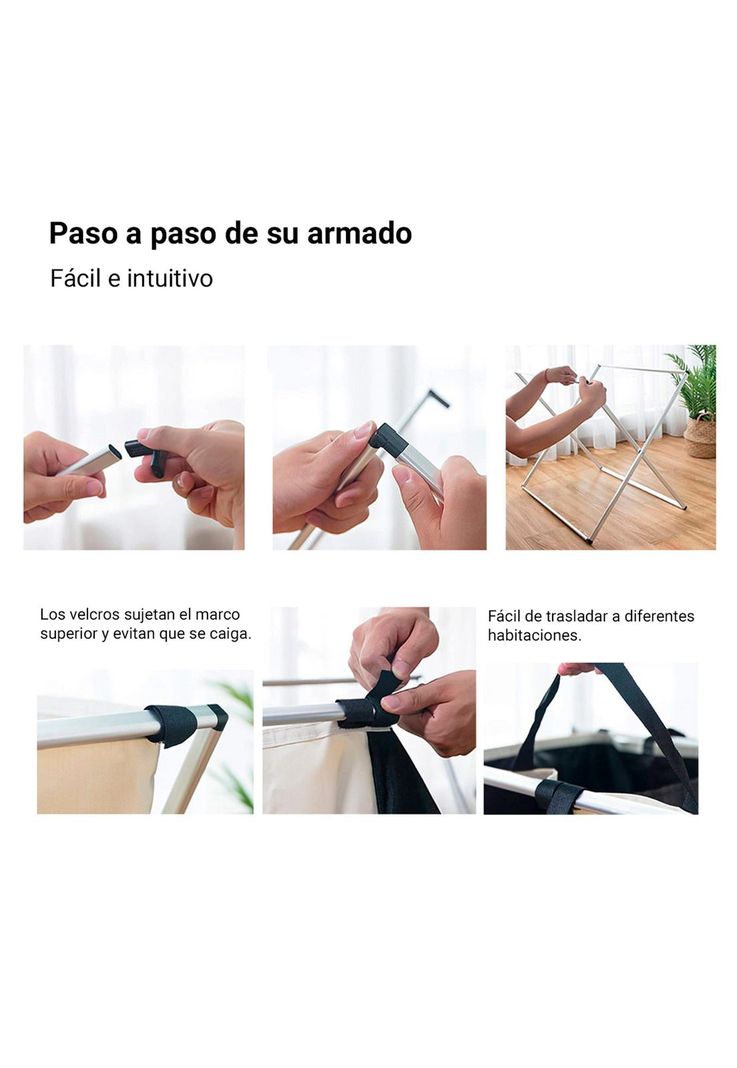 Cesto Triple Para Ropa DecoTeam Desmontable Tela Oxford 600D-3