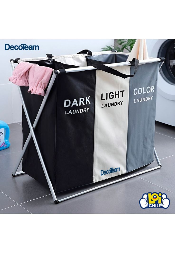 Cesto Triple Para Ropa DecoTeam Desmontable Tela Oxford 600D-6