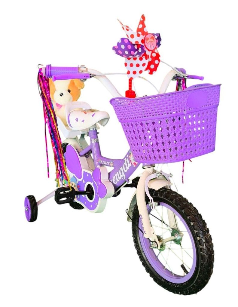 Bicicleta Aro 12 Infantil  Con Peluchero Lila  Shengdi                -0