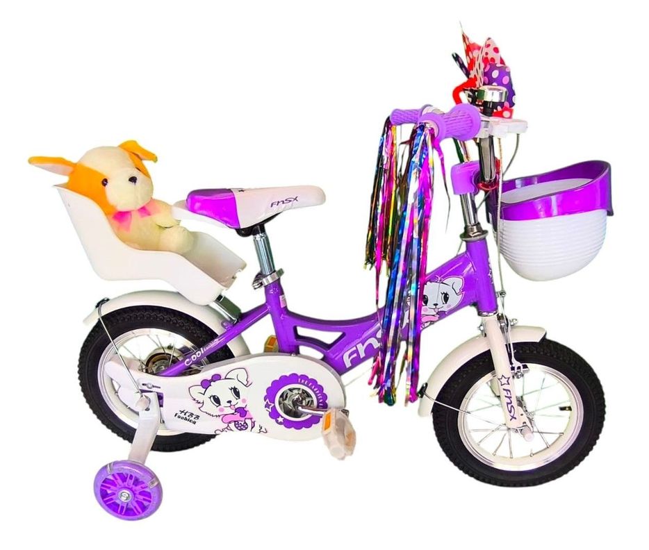 Bicicleta Aro 12 Infantil  Con Peluchero Lila Fnsx    -0
