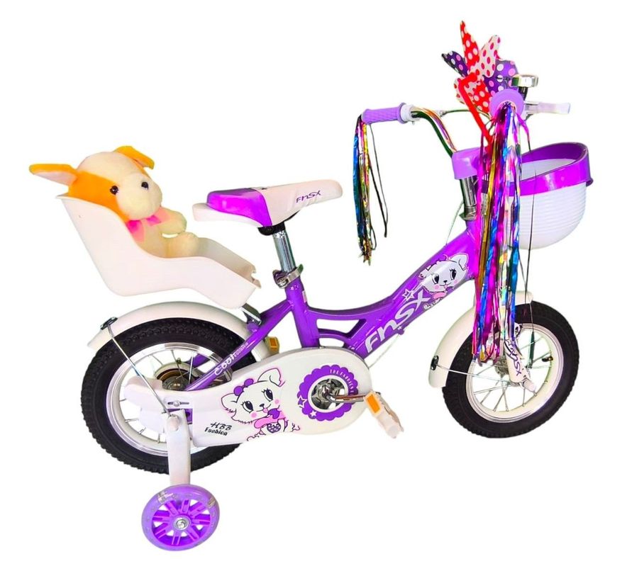 Bicicleta Aro 12 Infantil  Con Peluchero Lila Fnsx    -4