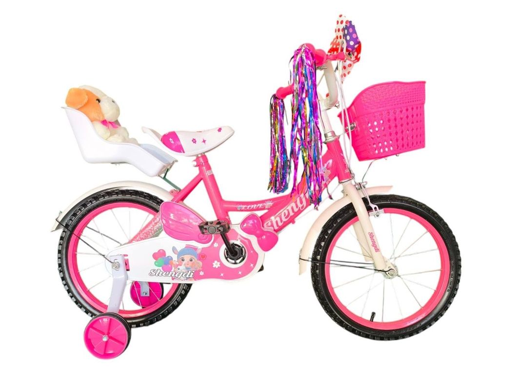 Bicicleta Aro 16 Infantil  Con Peluchero Rosado  Shengdi                -0
