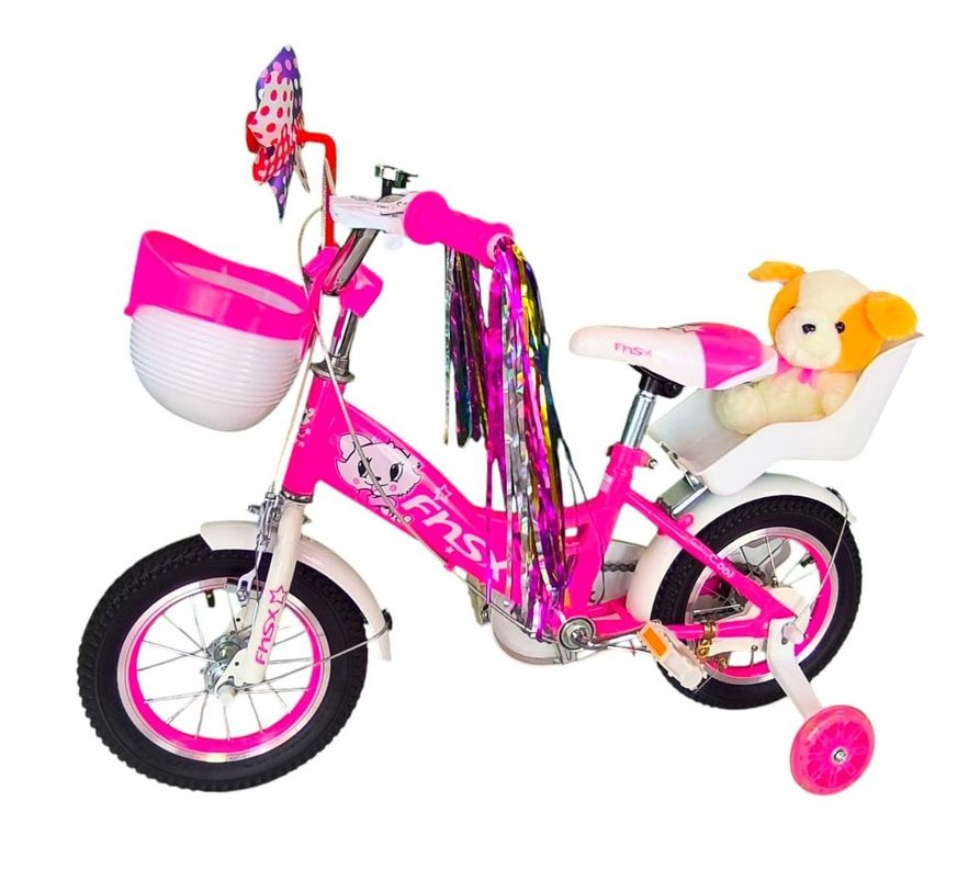 Bicicleta Aro 12 Infantil  Con Peluchero Rosada Fnsx-2