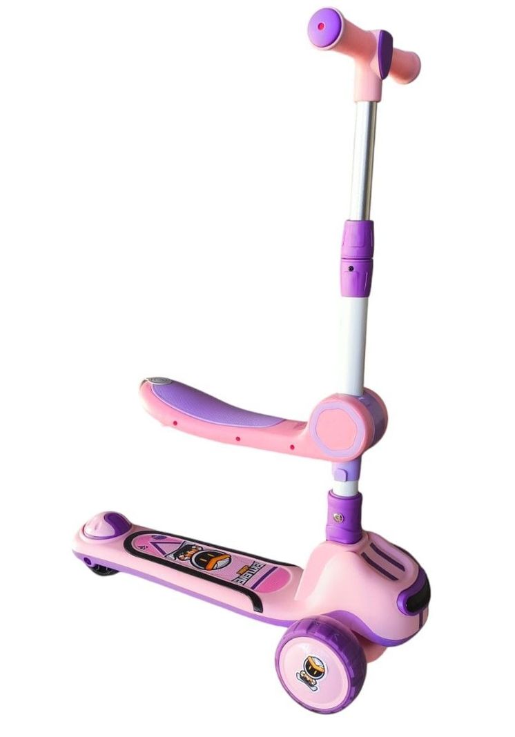 Scooter Plegable infantil 2 en 1 Luces Led Rosado-0