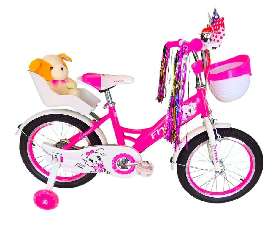 Bicicleta Aro 16 Infantil Con Peluchero Rosada Fnsx-0