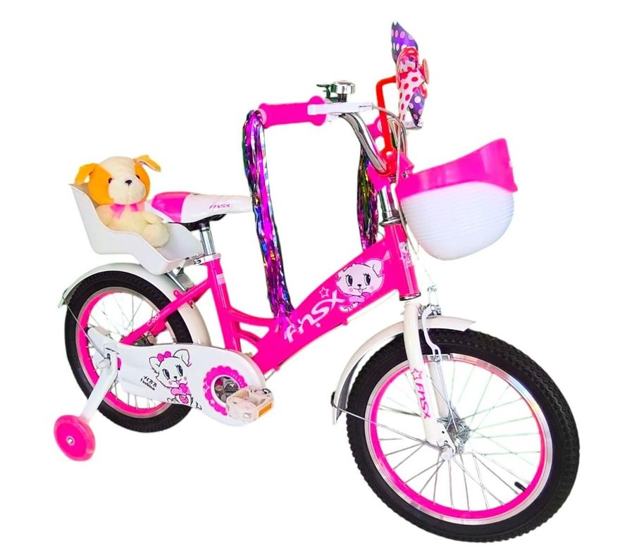 Bicicleta Aro 16 Infantil Con Peluchero Rosada Fnsx-1