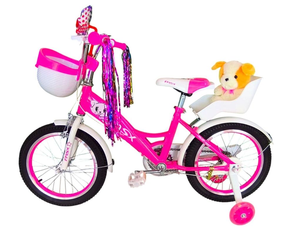 Bicicleta Aro 16 Infantil Con Peluchero Rosada Fnsx-3