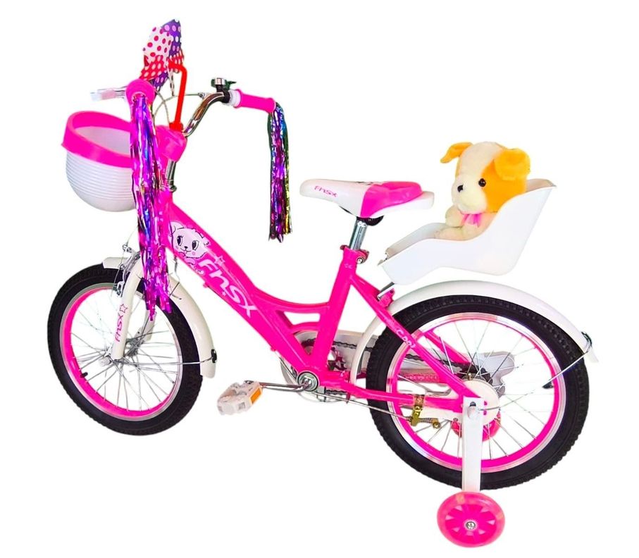 Bicicleta Aro 16 Infantil Con Peluchero Rosada Fnsx-5