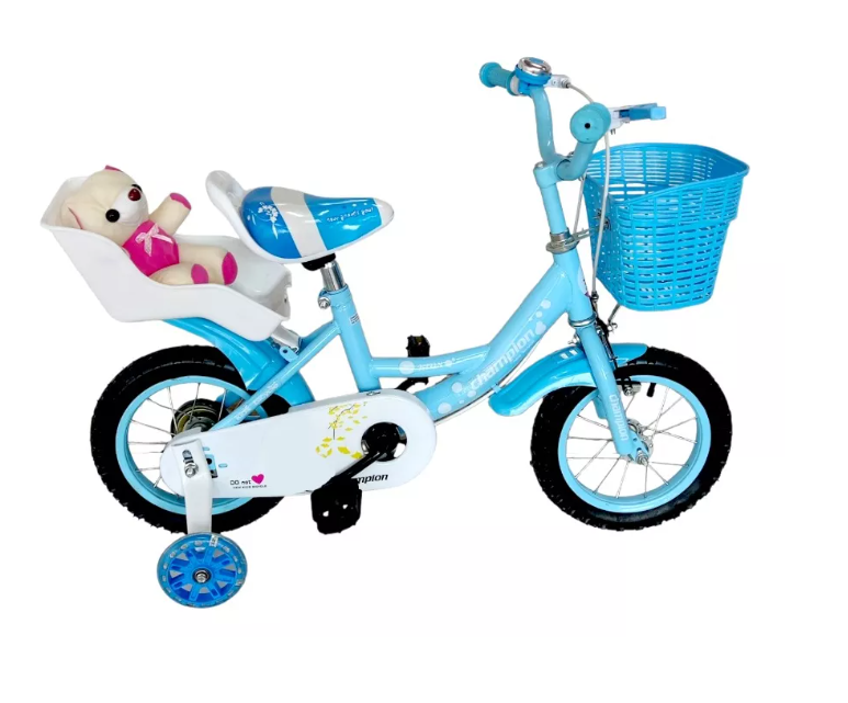 Bicicleta Aro 12 Infantil Celeste Con Peluche-0
