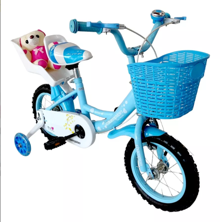 Bicicleta Aro 12 Infantil Celeste Con Peluche-1