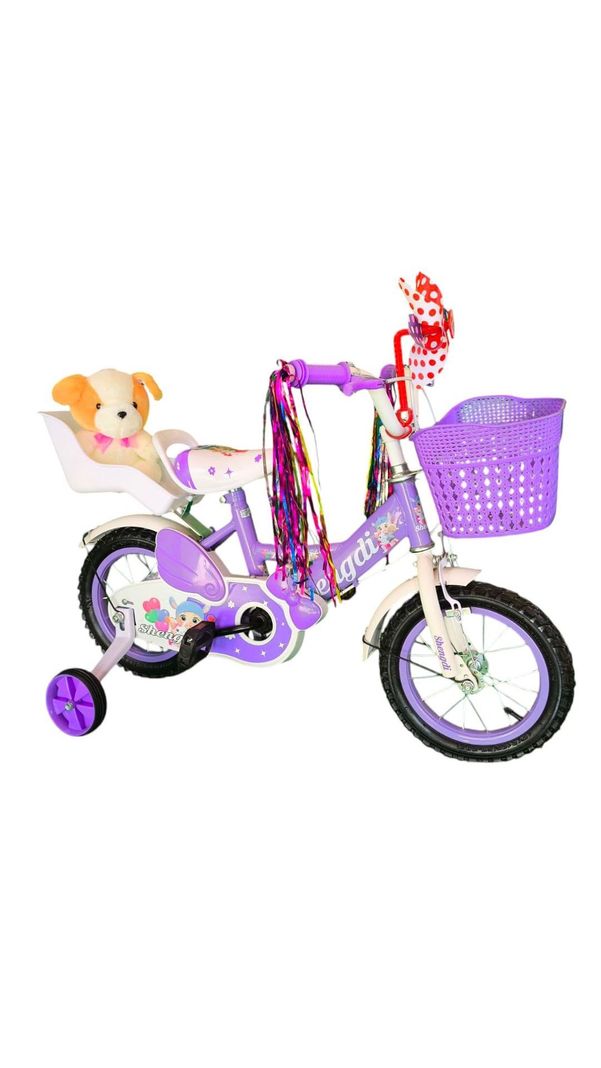 Bicicleta Aro 16 Infantil  Con Peluchero Lila Shengdi-1