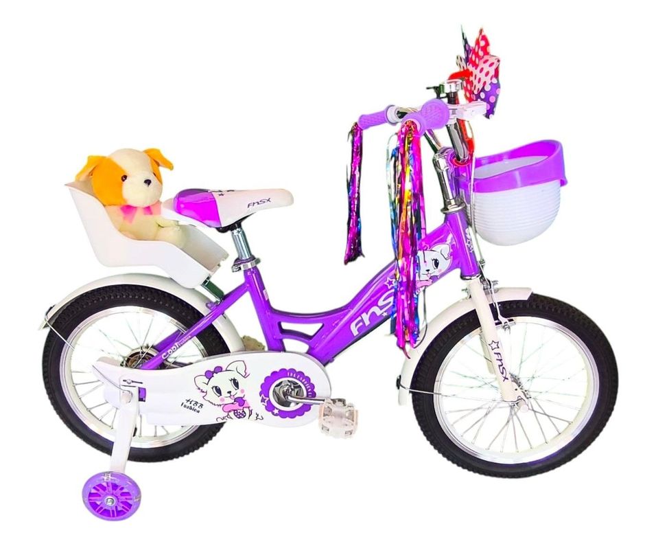 Bicicleta Aro 16 Infantil  Con Peluchero Lila Fnsx       -0
