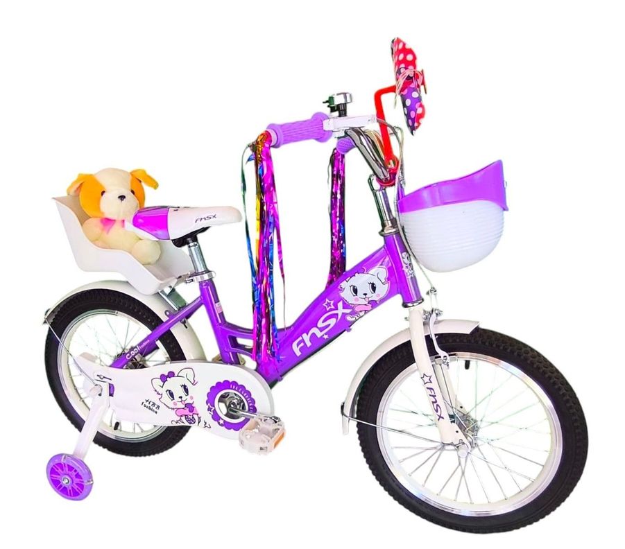 Bicicleta Aro 16 Infantil  Con Peluchero Lila Fnsx       -1