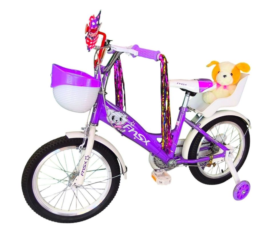 Bicicleta Aro 16 Infantil  Con Peluchero Lila Fnsx       -2
