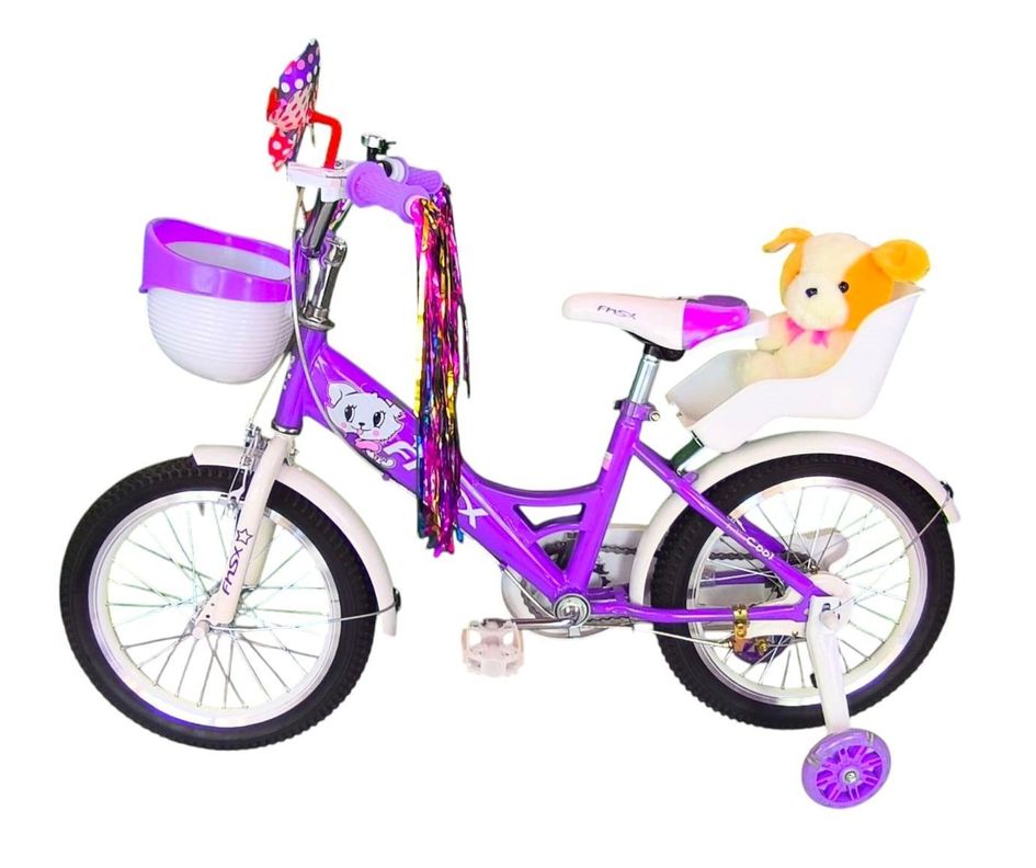 Bicicleta Aro 16 Infantil  Con Peluchero Lila Fnsx       -3