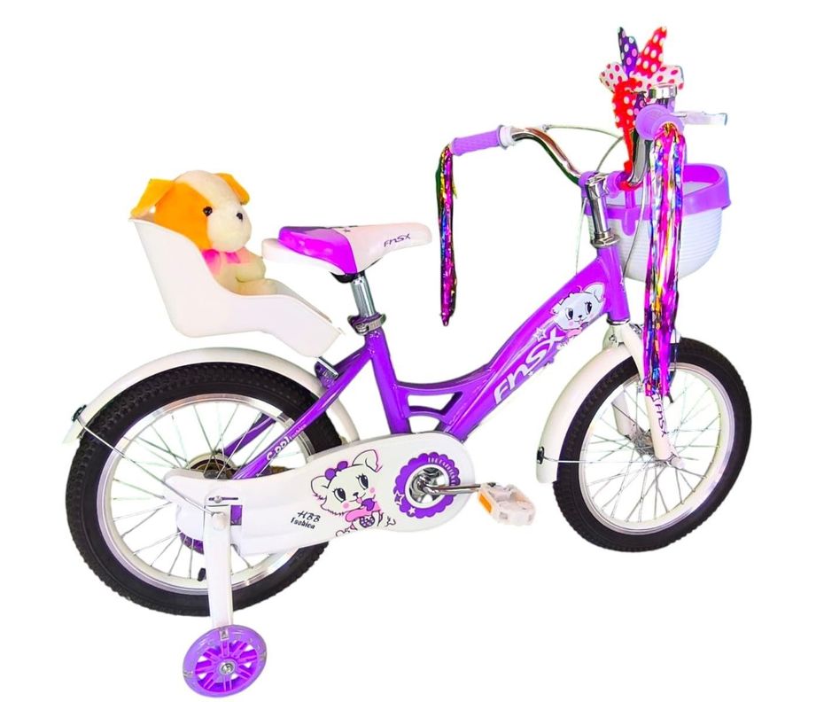 Bicicleta Aro 16 Infantil  Con Peluchero Lila Fnsx       -4