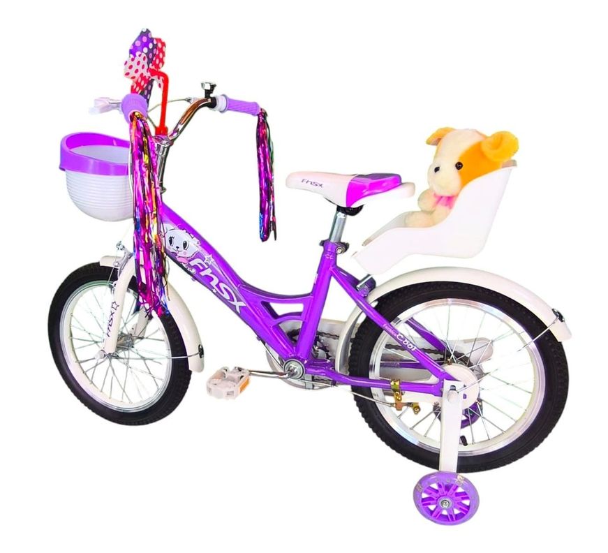 Bicicleta Aro 16 Infantil  Con Peluchero Lila Fnsx       -5