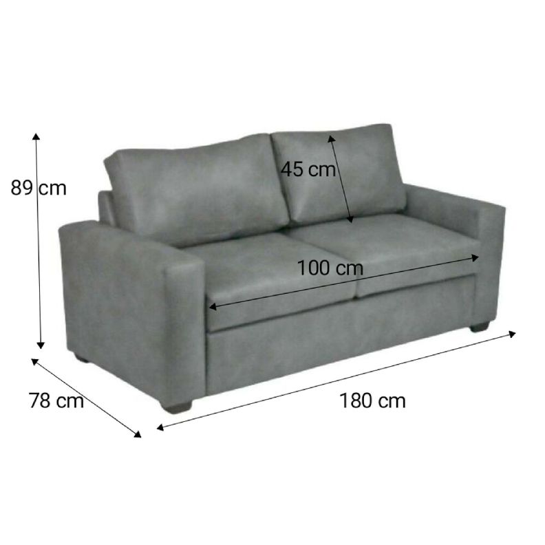 Sofá  3 Cuerpos Ecocuero Gris Perla-4