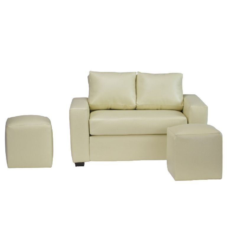 Sofá BILDUN Romme Meliss 2 Cuerpos Marfil + 2 Pouf-3