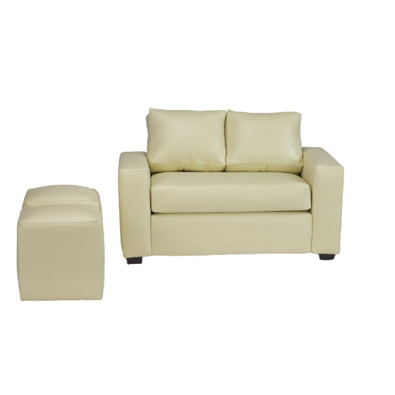 Sofá BILDUN Romme Meliss 2 Cuerpos Marfil + 2 Pouf-1