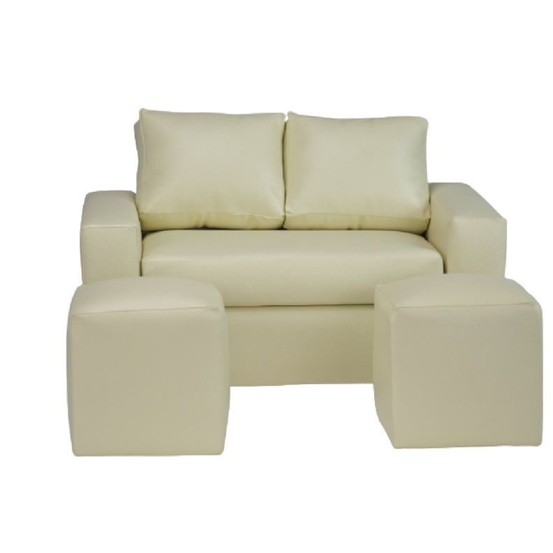 Sofá BILDUN Romme Meliss 2 Cuerpos Marfil + 2 Pouf-0