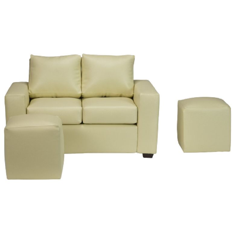 Sofá Romme 2 Cuerpos Marfil + 2 Pouf-1