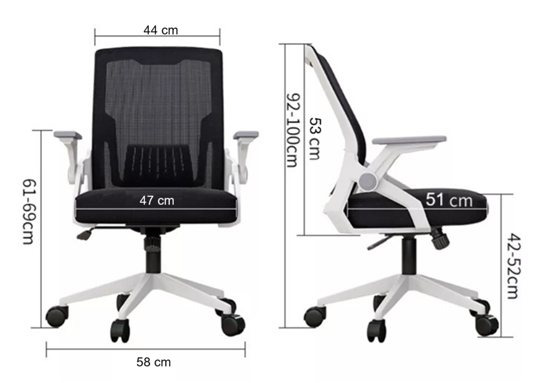 Silla de oficina luxury ergonómica blanco-negra-2