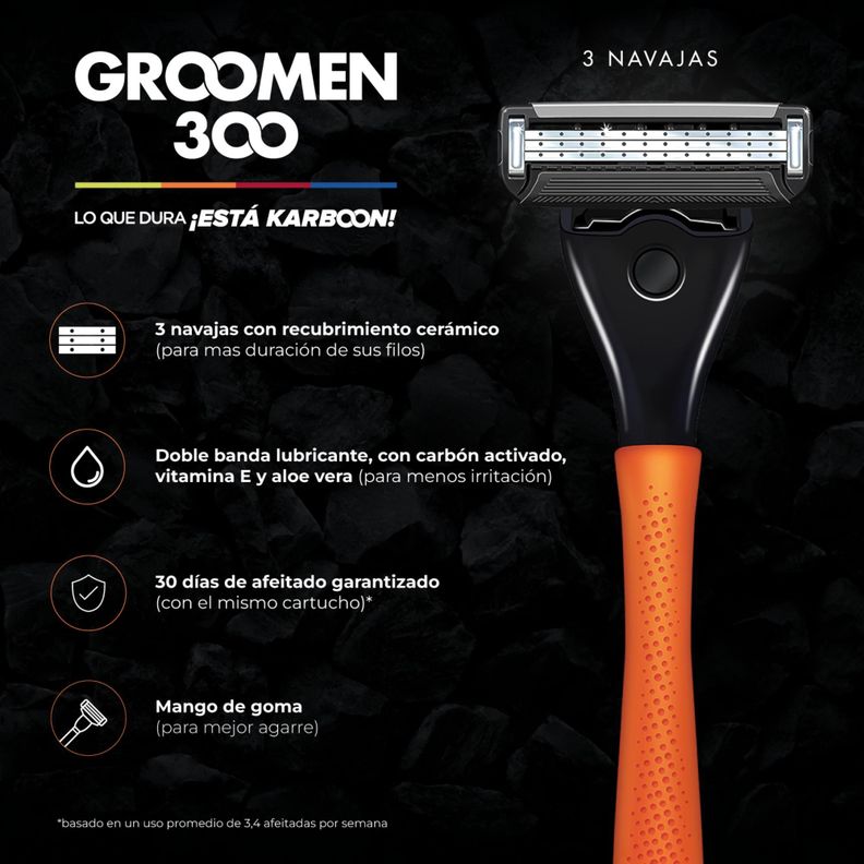 Groomen Máquina Afeitar 300 + 12 Cartuchos De 3 Navajas-1