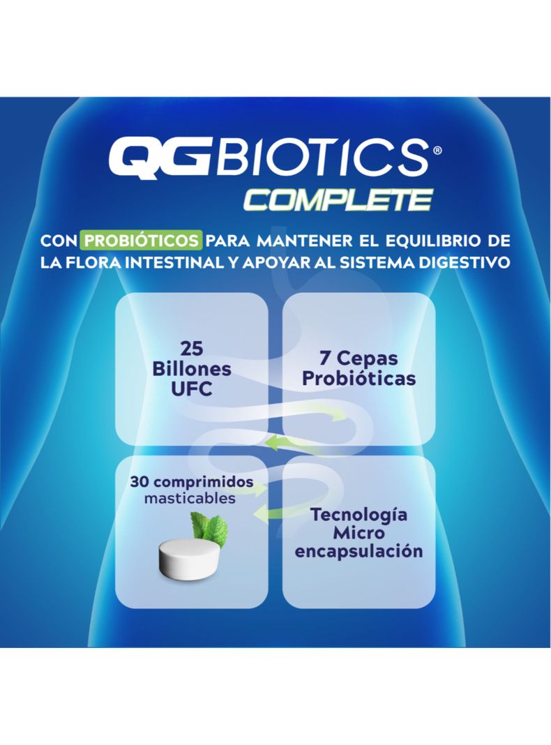 QGBiotics Complete probióticos 25 billon UFC 30 masticables-3
