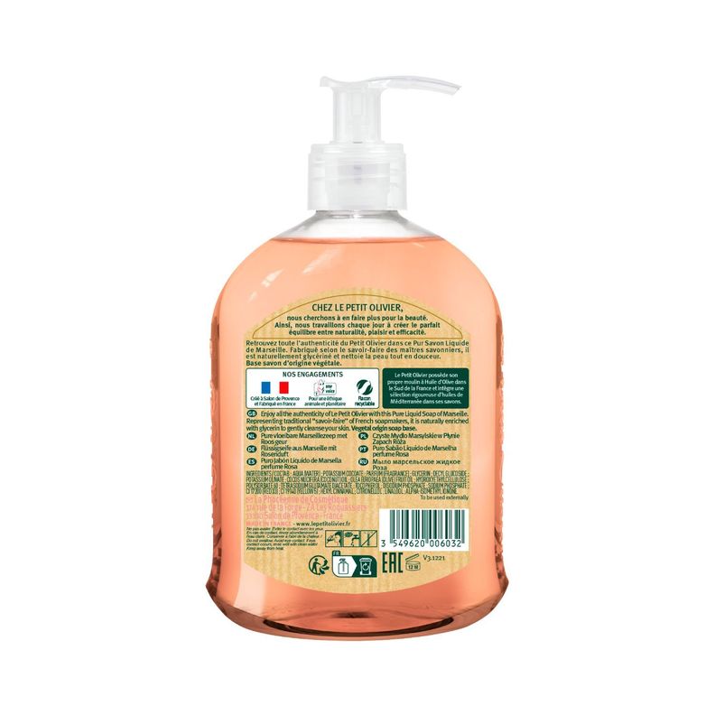 Jabón liquido de Marsella  Rosa - Producto Vegano - 300 ml-1