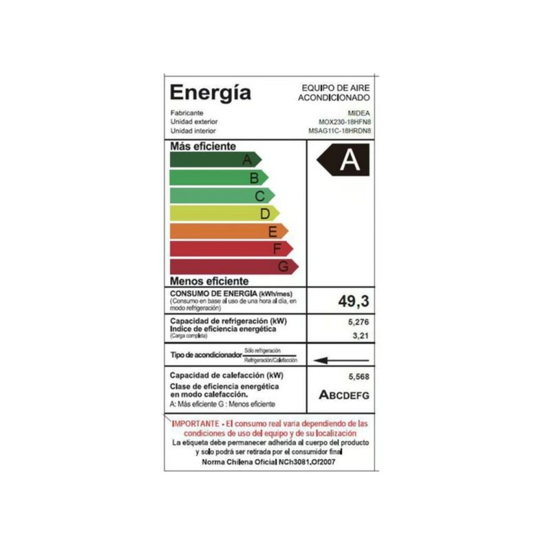 AIRE ACONDICIONADO SPLIT MURO 18000BTU INVERTER MIDEA XTRA FRIO-CALOR-3