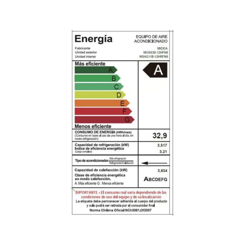 AIRE ACOND SPLIT MURO 12000BTU INVERTER MIDEA XTRA FRIO-CALOR-4