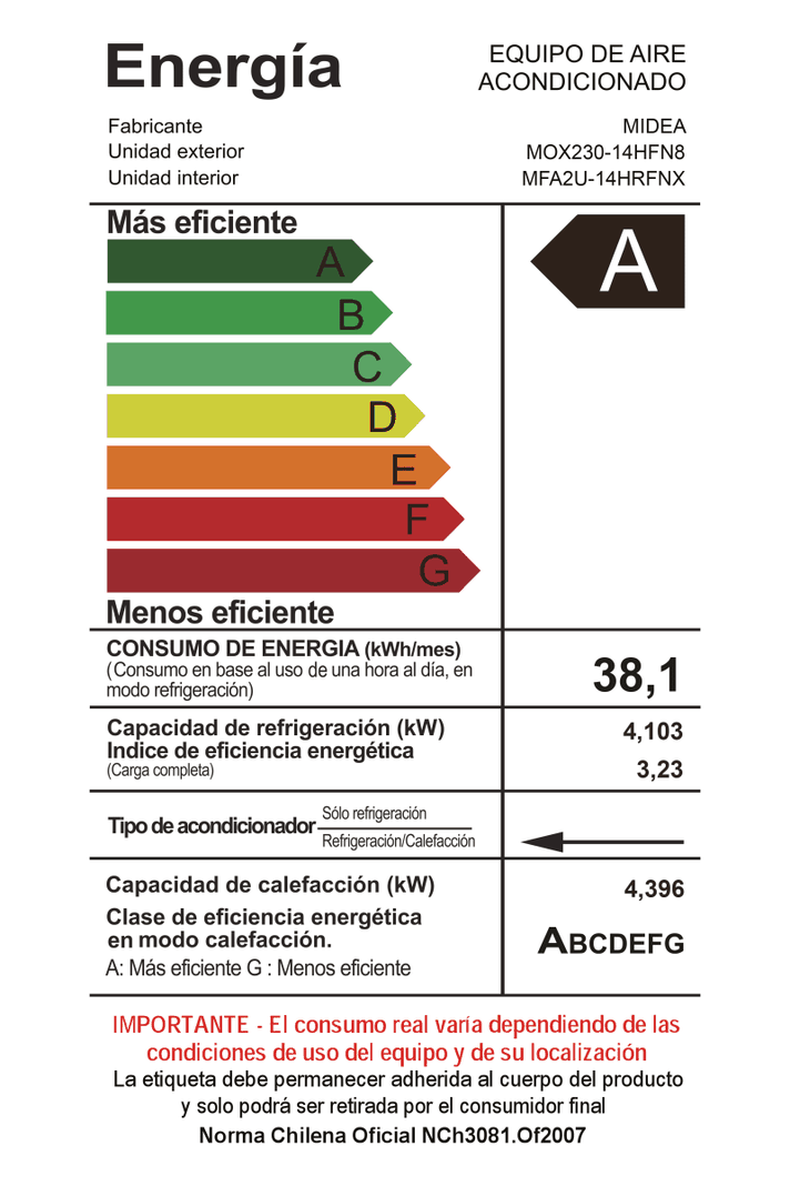 AIRE ACOND SPLIT CONSOLA INVERTER 14000BTU XTREME HEAT MIDEA-5