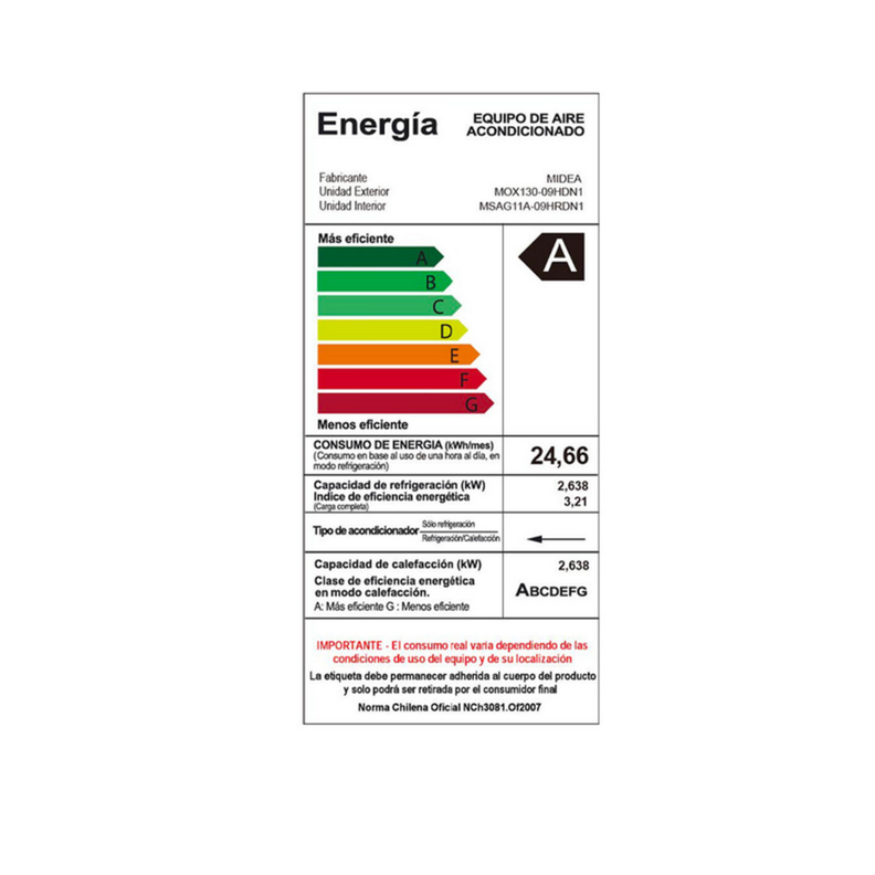 AIRE ACOND SPLIT MURO 9000BTU INVERTER MIDEA XTREME DURA-4