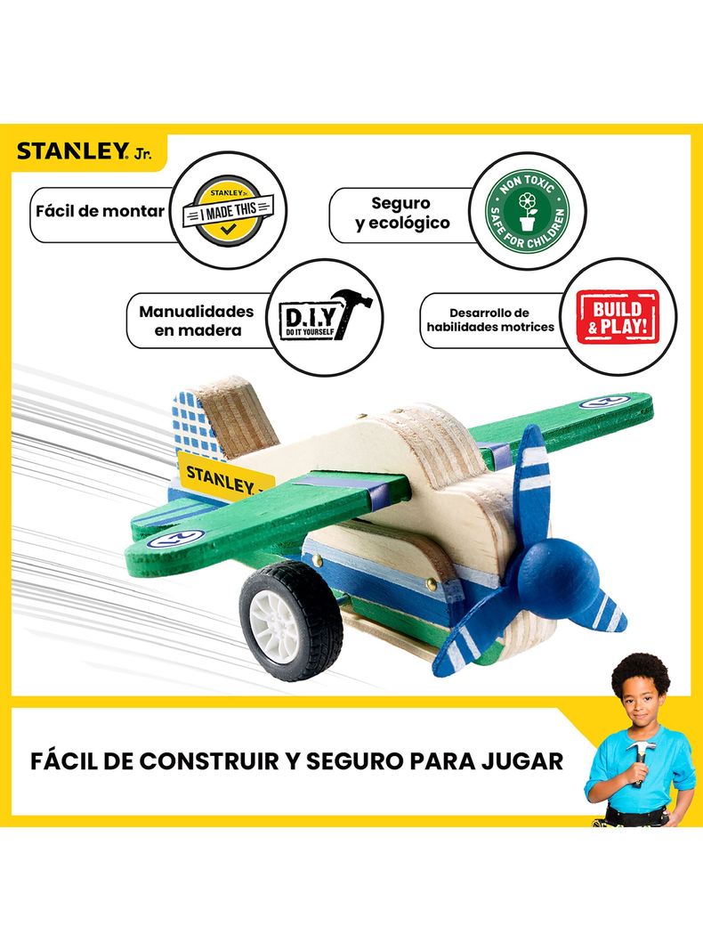 Juego de Construcción para niños Avión Retráctil Stanley Jr para armar -4