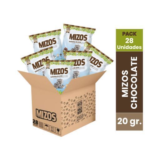 28 Snacks Integral Galletas De Arroz Mizos Chocolate Vegan-0