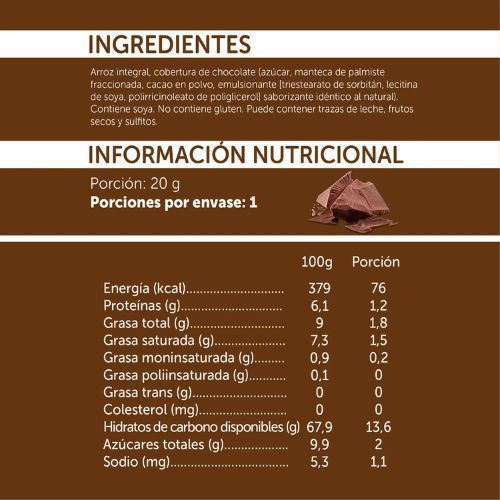 28 Snacks Integral Galletas De Arroz Mizos Chocolate Vegan-3