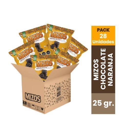 28 Snacks Integral Galletas De Arroz Mizos Chocolate Naranja-0