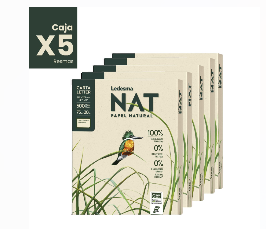Caja 5 Resmas Carta Ecológica 500 Hojas C/u Decaña De Azúcar-0