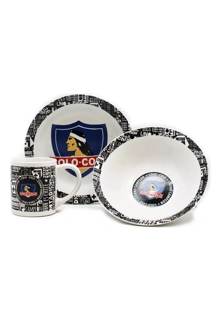Set Desayuno Bowl + Plato + Tazon Colo Colo Producto Oficial Diseno 2