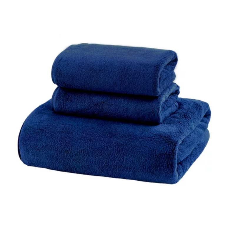 Pack 2 Toallas Azul Microfibra 070x130-2