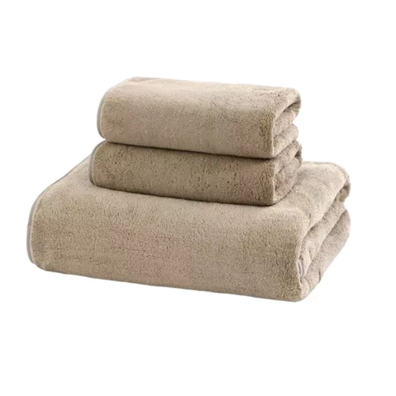 Pack 2 Toallas Taupe Microfibra 070x130-2