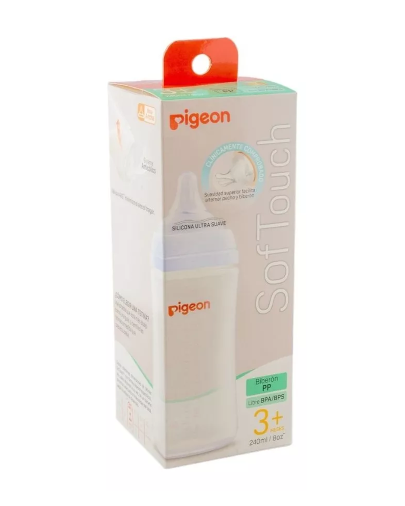Mamadera Bebe Pigeon Softouch Boca Ancha 240ml Pp - 3+ Meses-1