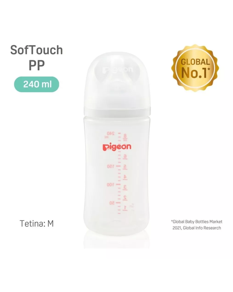 Mamadera Bebe Pigeon Softouch Boca Ancha 240ml Pp - 3+ Meses-4