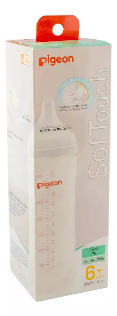 Mamadera Bebe Pigeon Softouch Boca Ancha 330ml Pp - 6+ Meses-1