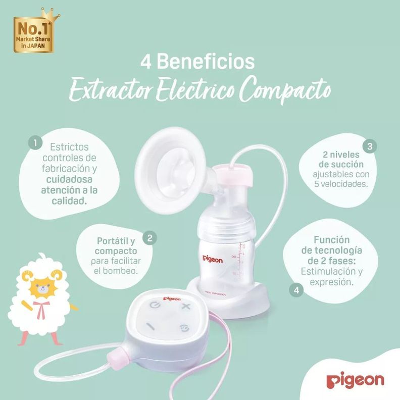 Extractor Leche Eléctrico Compacto Pigeon Saca Leche Materna-3